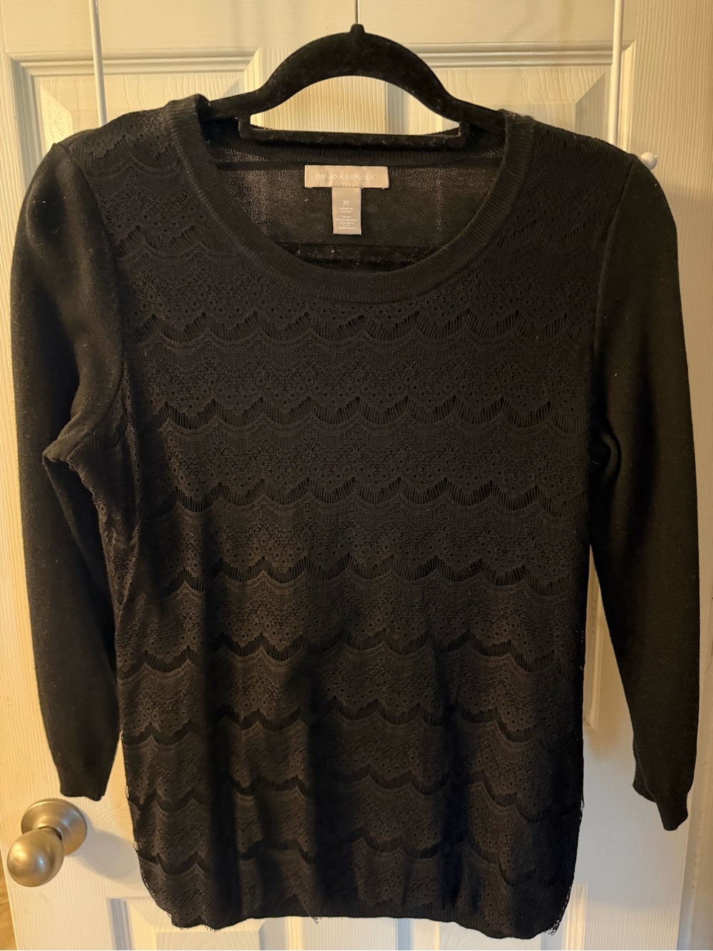 Banana Republic Women’s Black Lace-Pattern Knit Sweater